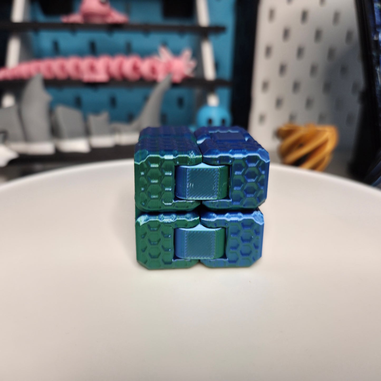 Blue Mixed Green Fidget Cube