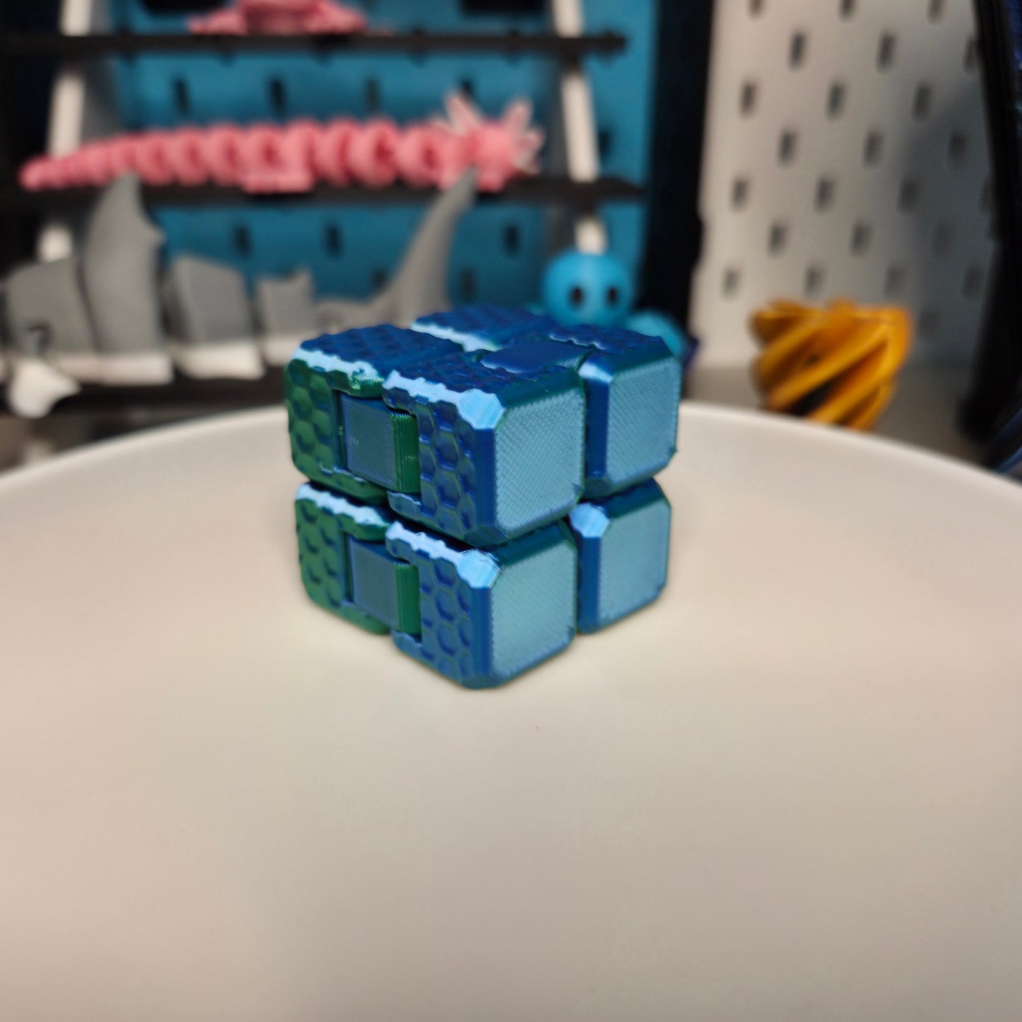 Blue Mixed Green Fidget Cube